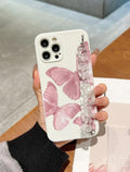Pink Butterfly Creame Background Chain Phone Case