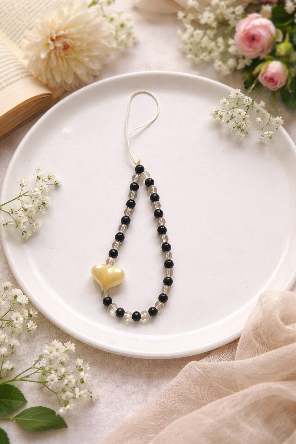 Black & White with Heart Charm
