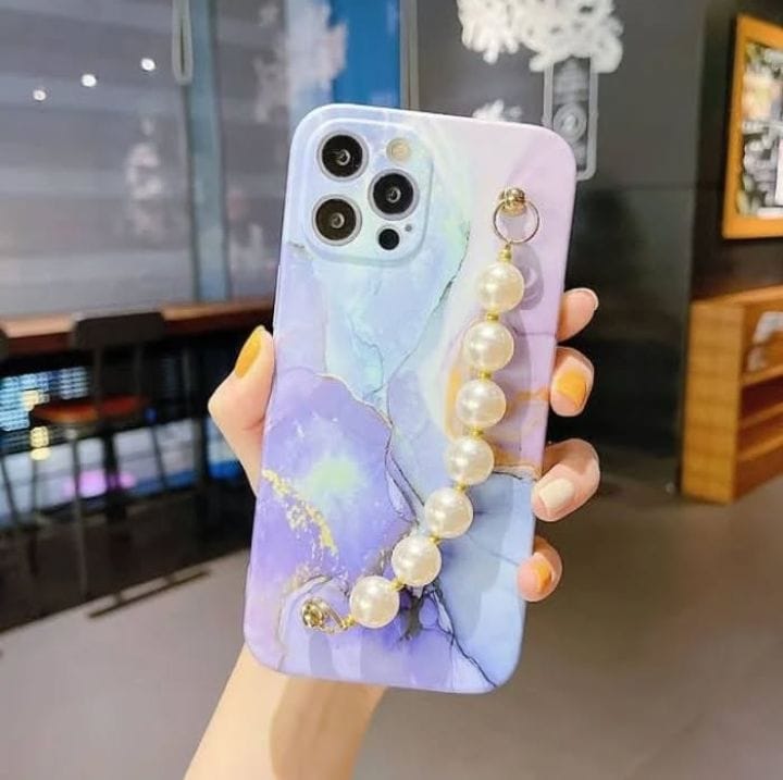 Light Blue Marble Chain Phone Case