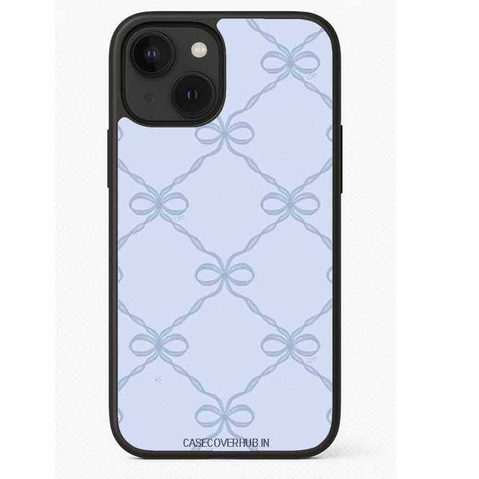Aesthetic Light Blue Bow Premium Glossy Phone Case