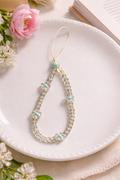 Blue  Round with Flowers Charm