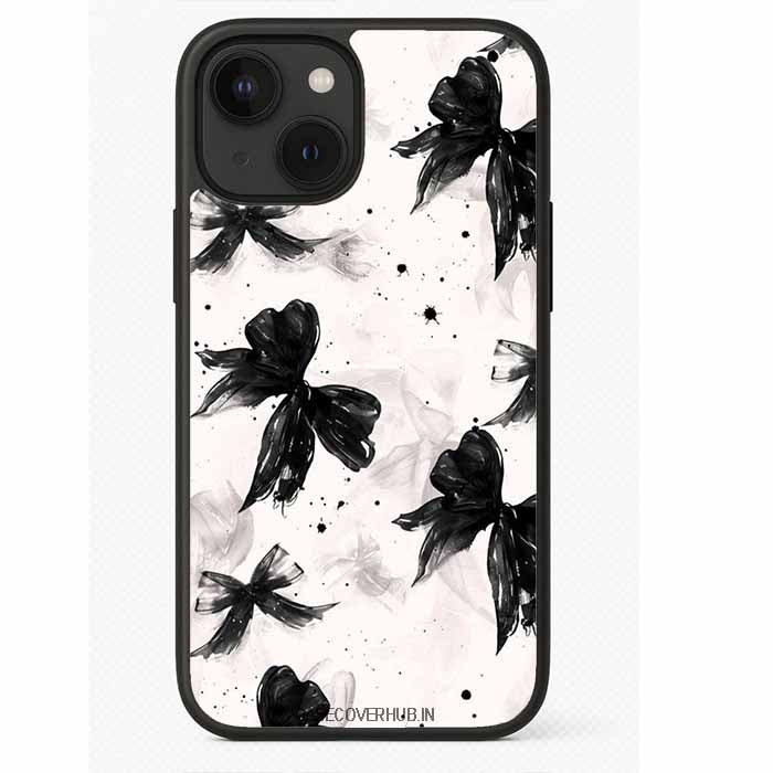 Creame Background Black Bow Premium Glossy Phone Case